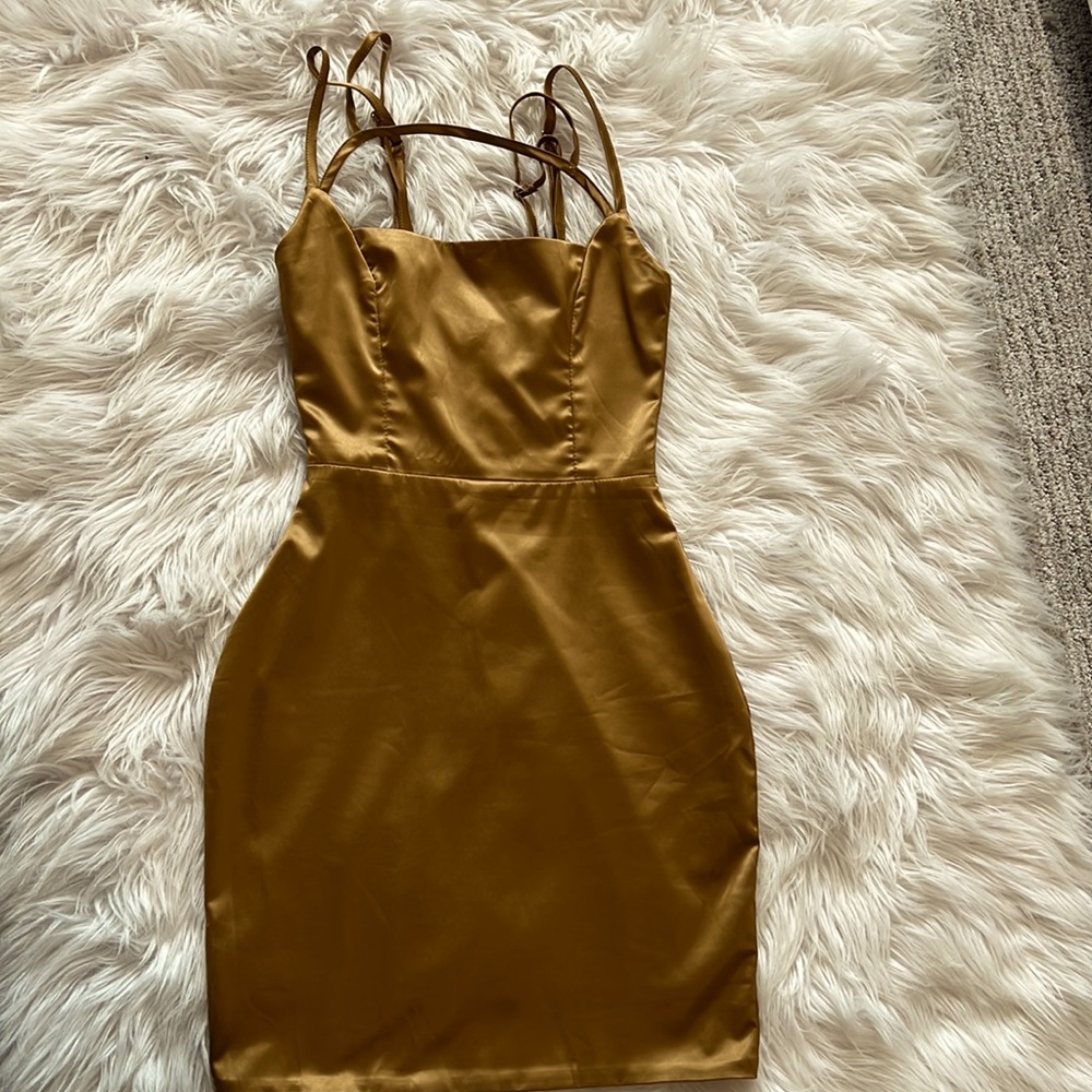 Oh Polly gold mini dress
